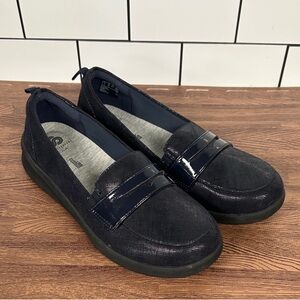 Clarks Cloudsteppers 10 M Navy Blue Slip-on Loafers Shoes Women's Penny Comfort